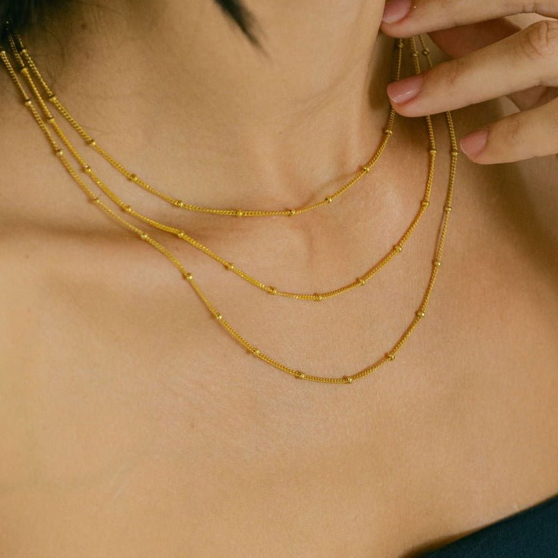 Beaded 18" Gold Chain Necklace - Lulu B Jewellery