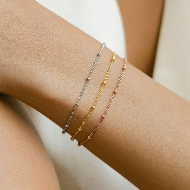 Beaded Rose Gold Chain Bracelet - Lulu B Jewellery