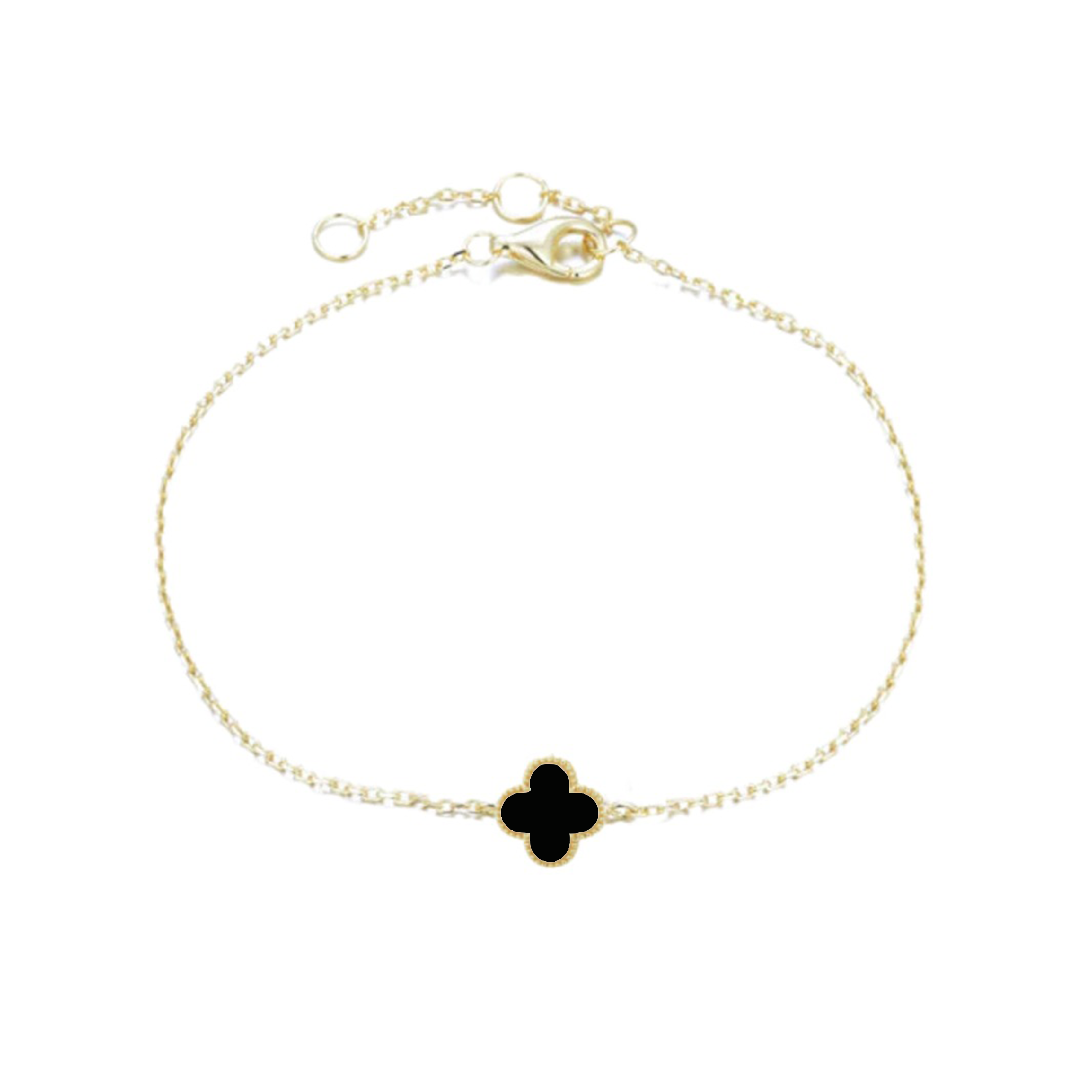 Clover Bracelet with Black Onyx (Gold) (Small)