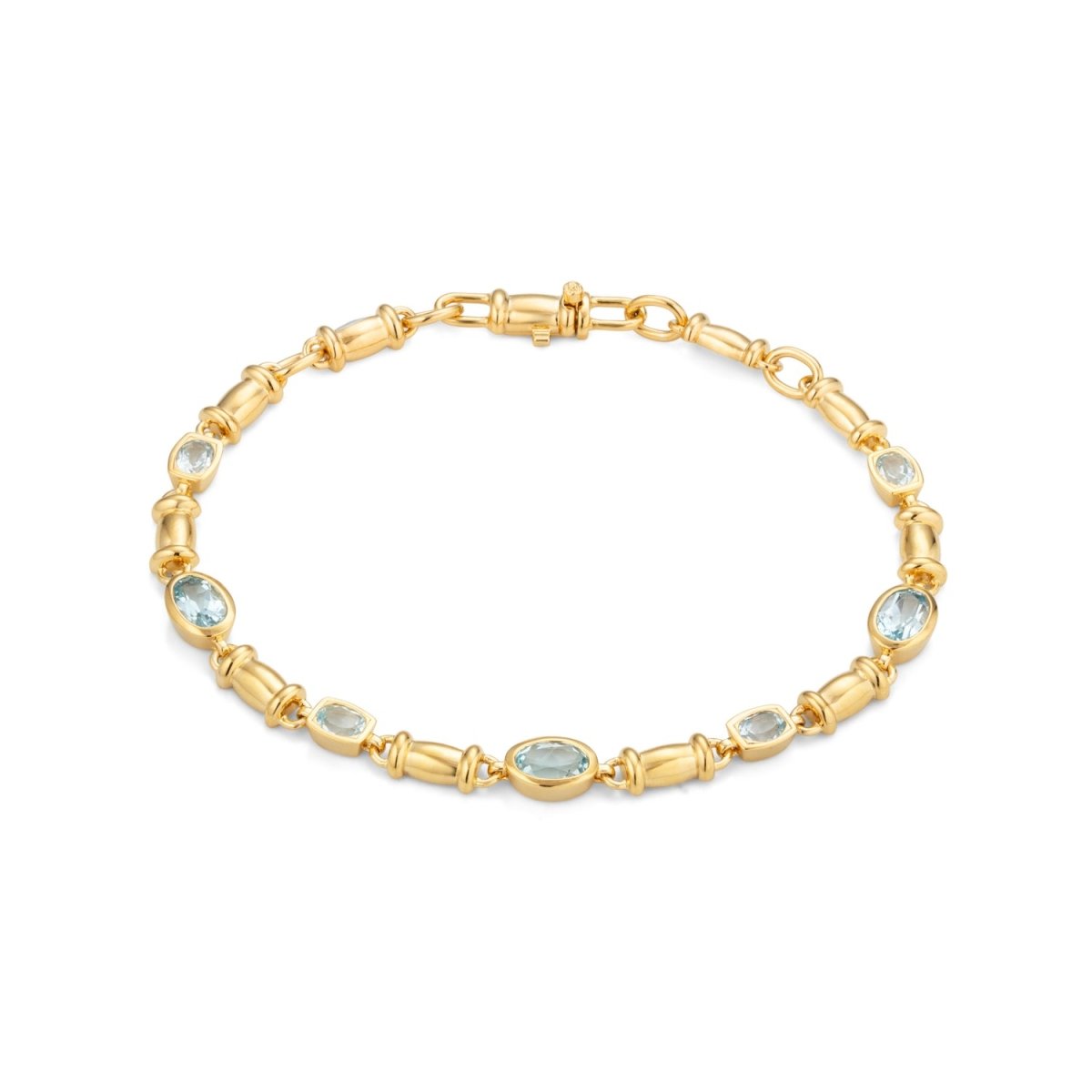 Blue Topaz Gemstone Chain Gold Bracelet - Lulu B London - Timeless Jewellery