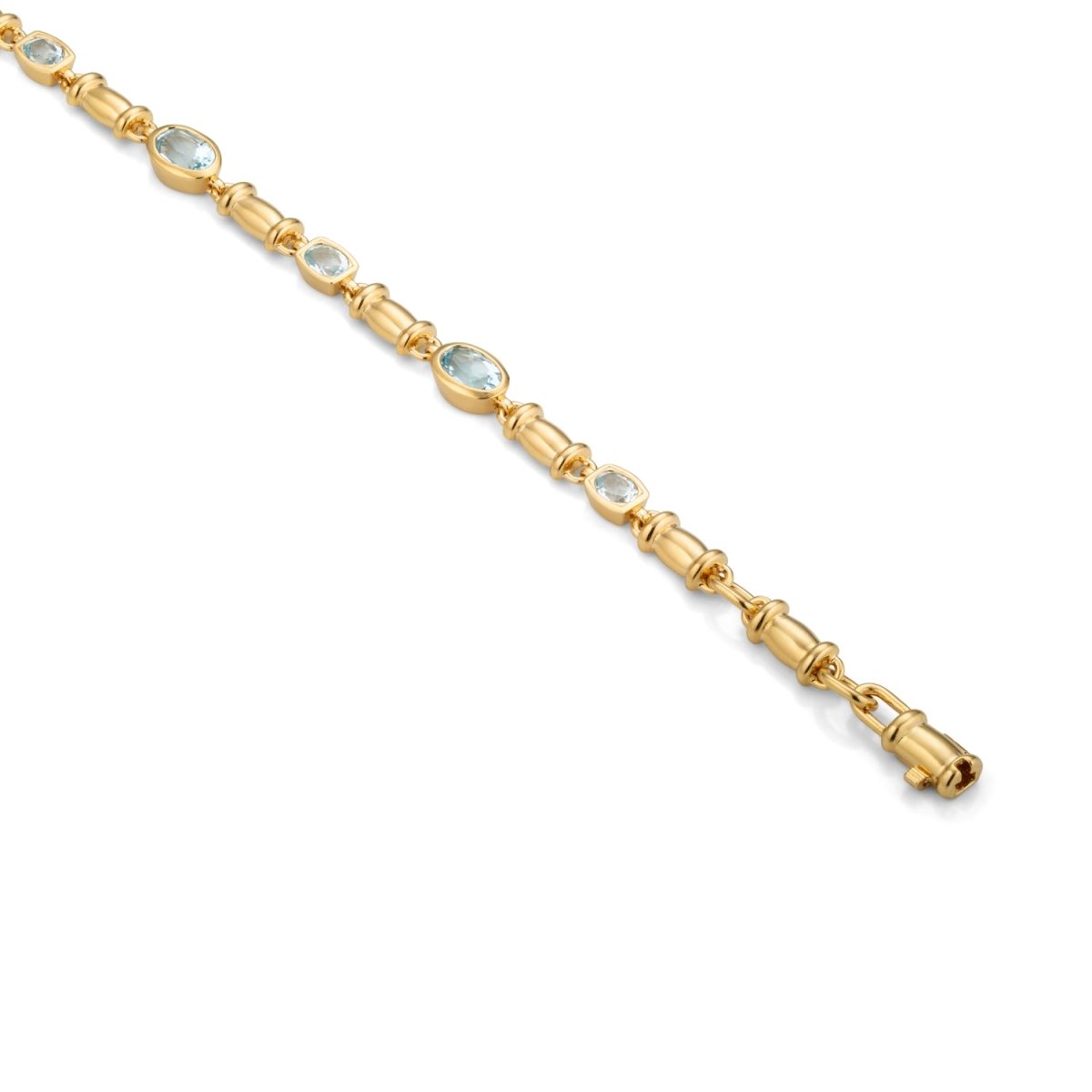 Blue Topaz Gemstone Chain Gold Bracelet - Lulu B London - Timeless Jewellery