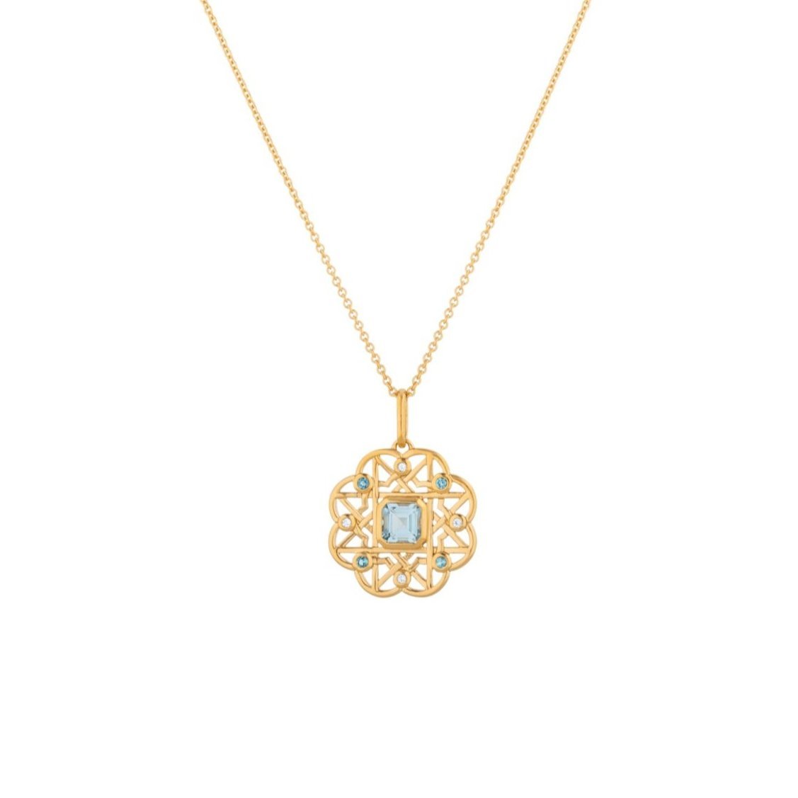 Blue Topaz Gemstone Flower Gold Necklace - Lulu B Jewellery