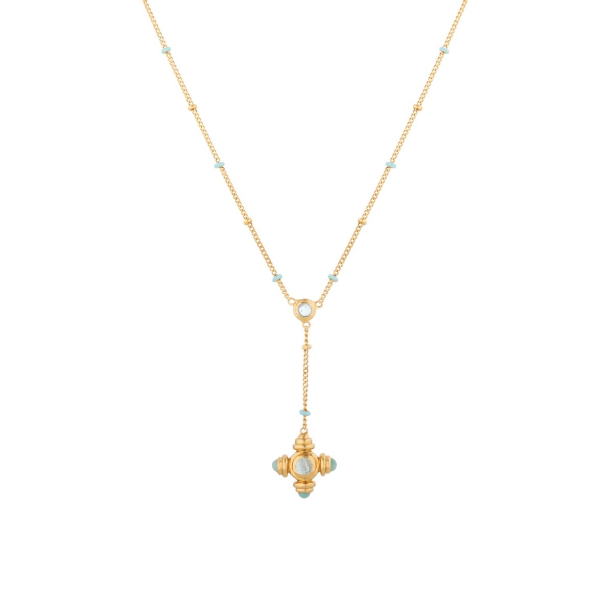 Blue Topaz Gold Lariat Necklace - Lulu B Jewellery