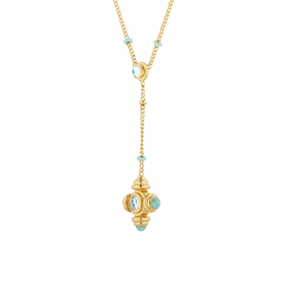 Blue Topaz Gold Lariat Necklace - Lulu B Jewellery