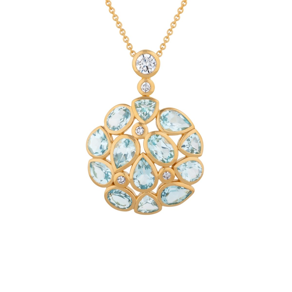 Blue Topaz Statement Gold Pendant Necklace - Lulu B Jewellery