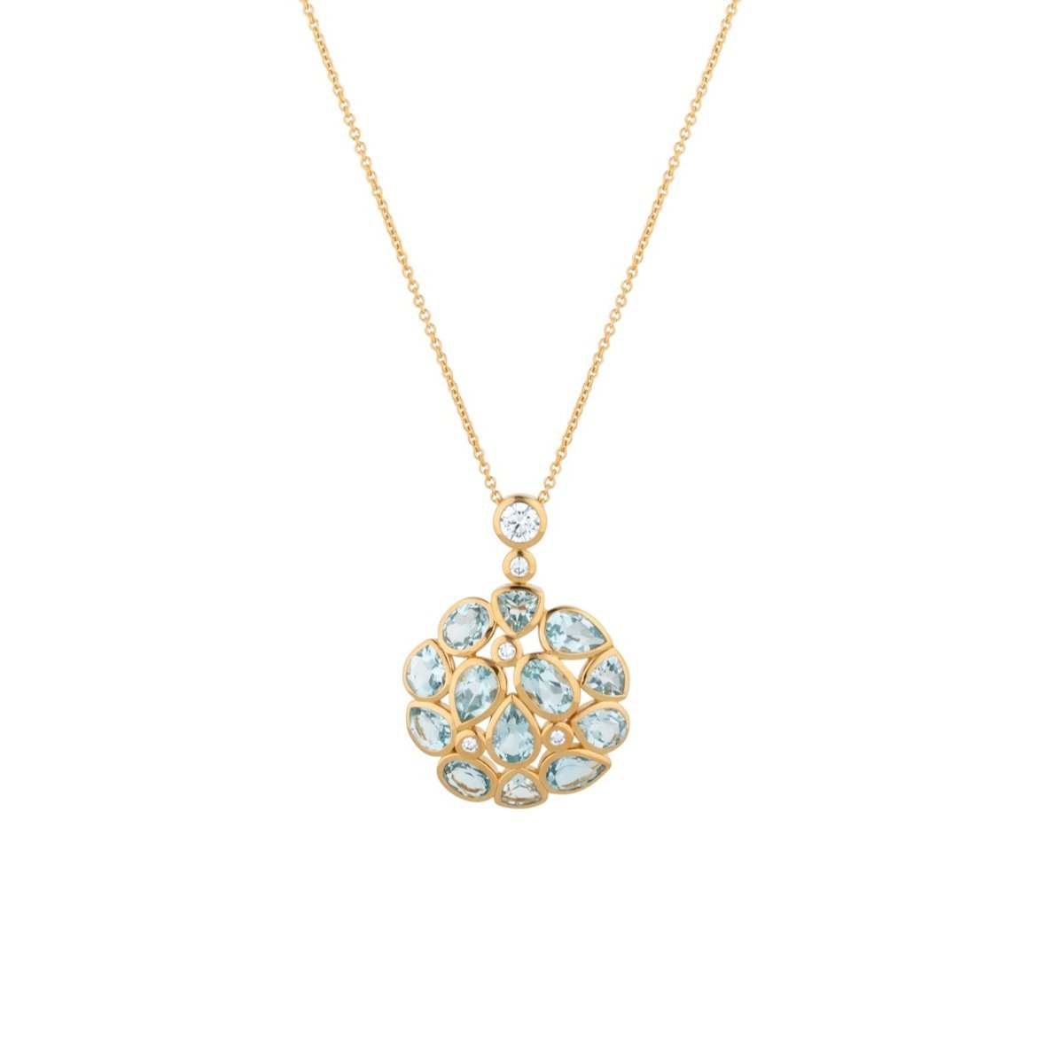 Blue Topaz Statement Gold Pendant Necklace - Lulu B Jewellery