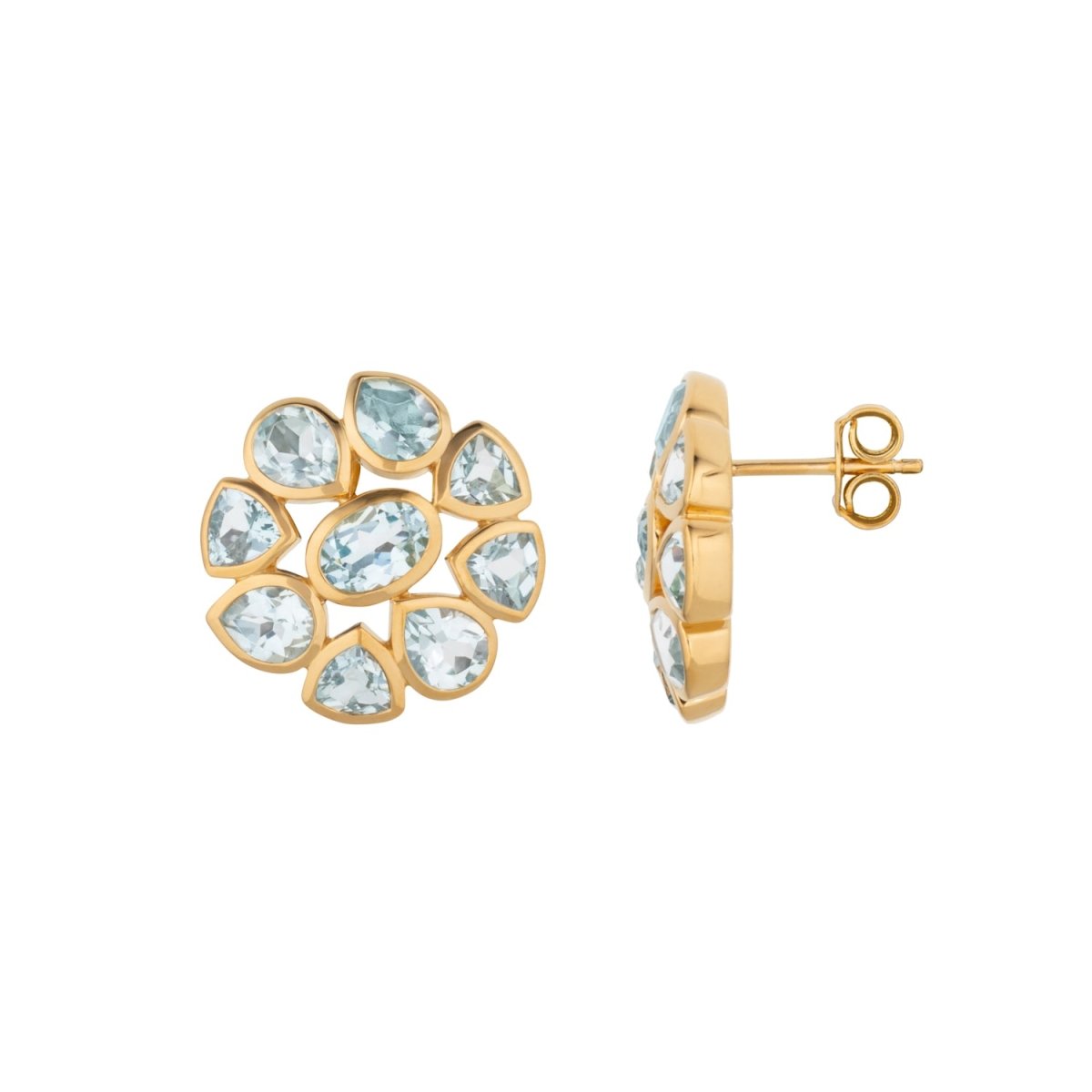 Blue Topaz Statement Gold Stud Earrings - Lulu B Jewellery