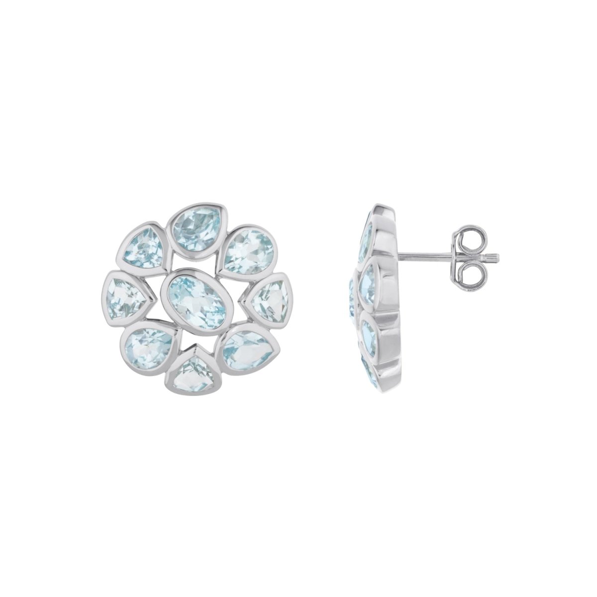 Blue Topaz Statement Silver Stud Earrings - Lulu B Jewellery