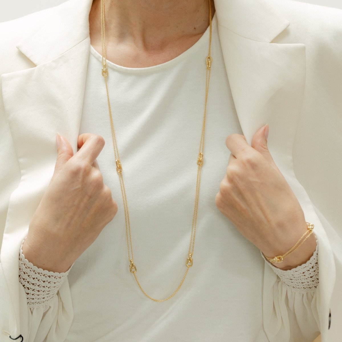 Buckle Long Gold Chain Necklace - Siena - Lulu B Jewellery