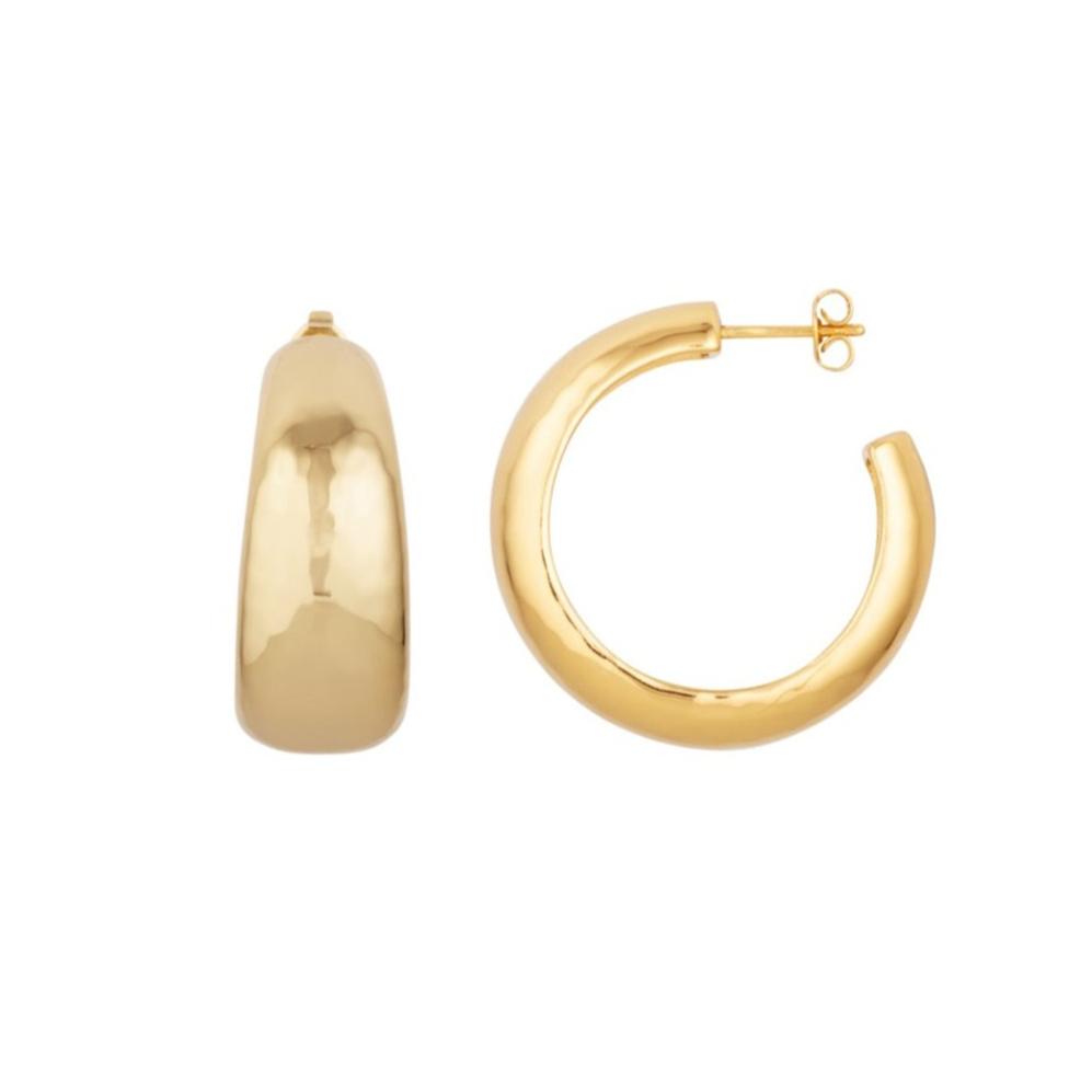 Chunky Gold Large Hoop Earrings - Ripple - Lulu B Jewellery