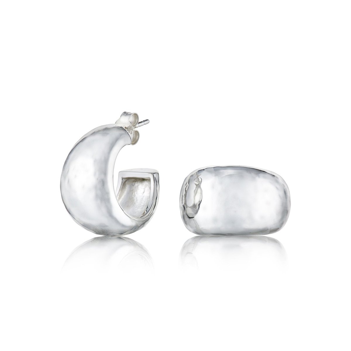 Chunky Silver Medium Hoop Earrings - Lulu B London - Timeless Jewellery