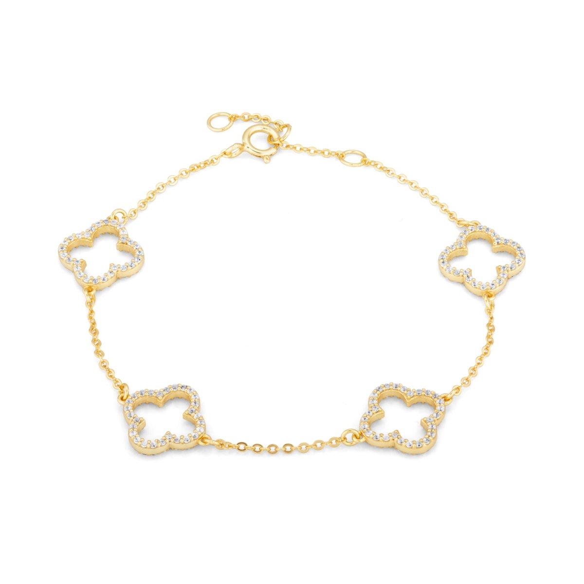 Clover Cubic Zirconia Gold (4 Piece) Bracelet - Lulu B Jewellery