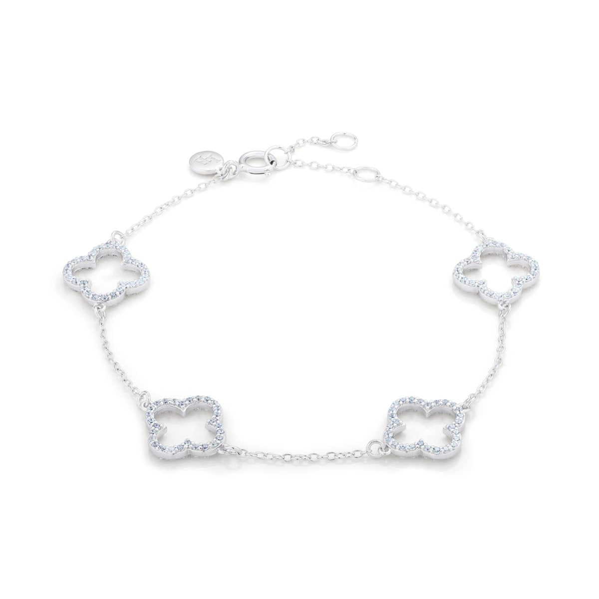 Clover Cubic Zirconia Silver (4 Piece) Bracelet - Lulu B Jewellery