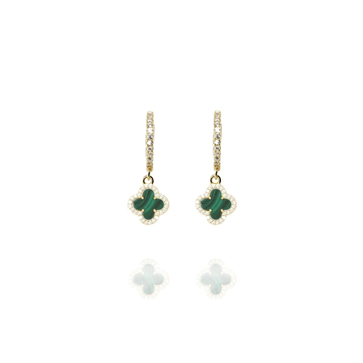 Clover Hoops with Malachite (Gold) - Lulu B Jewellery