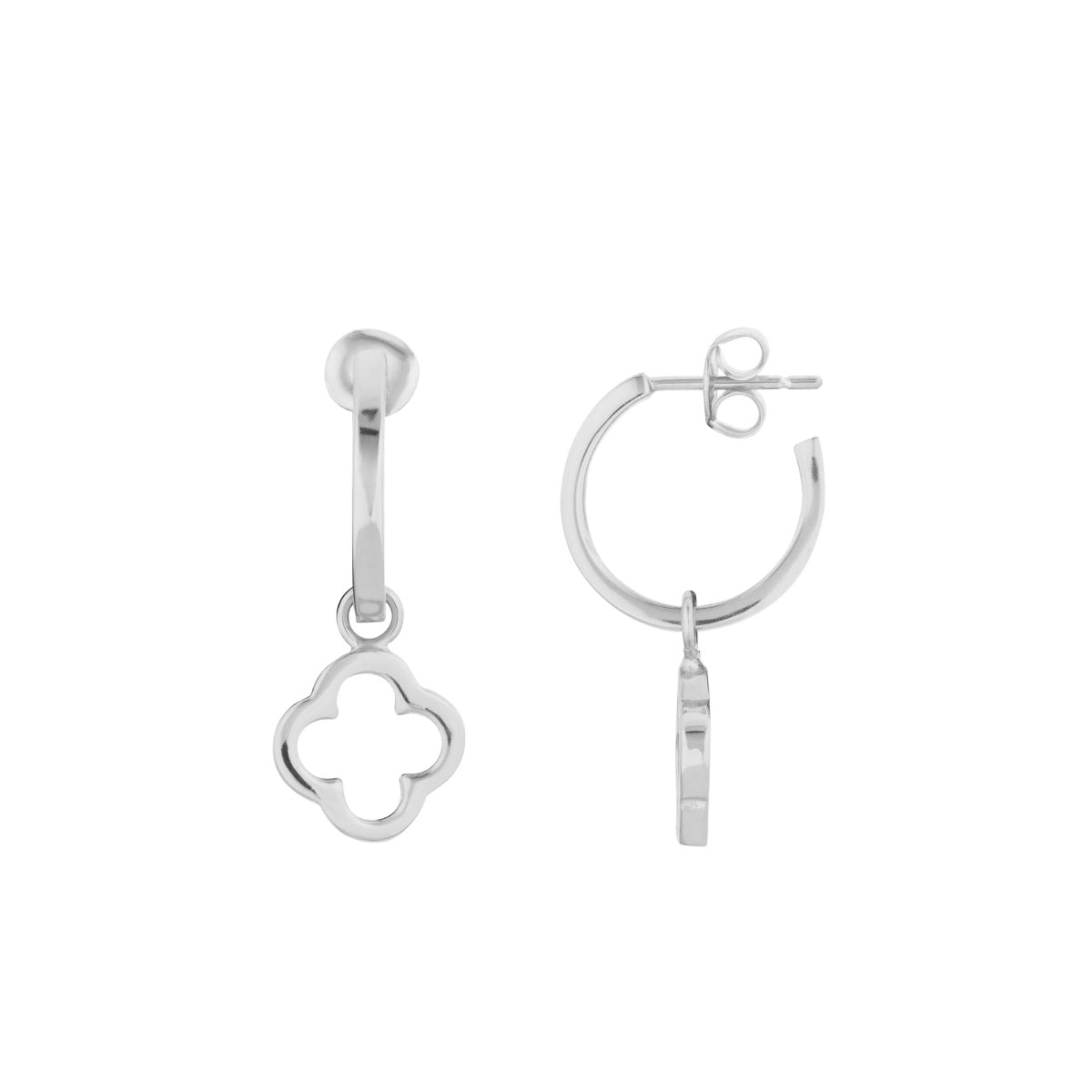 Clover Silver Hoop Earrings - Lulu B Jewellery