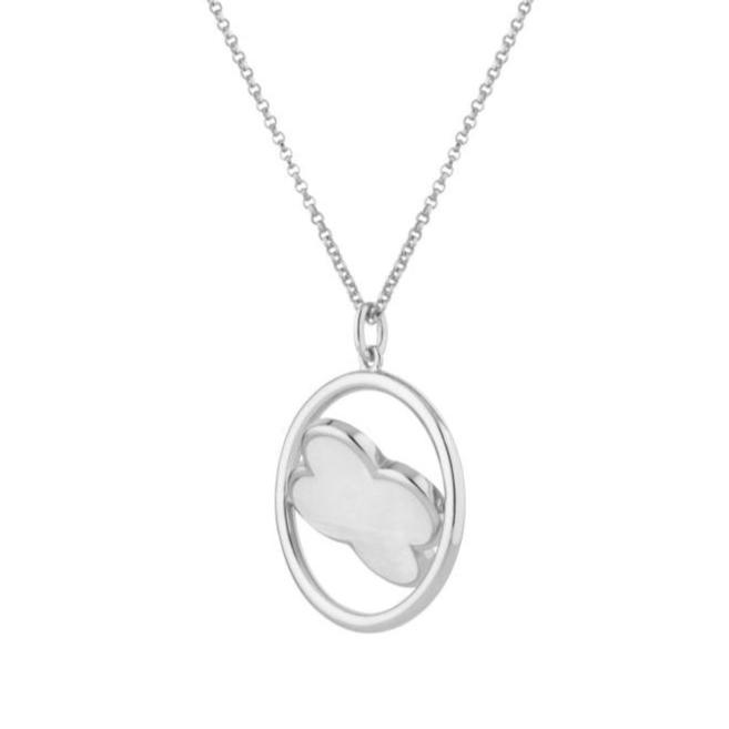 Clover Silver Large Swivel Necklace with Mother of Pearl - Lulu B Jewellery