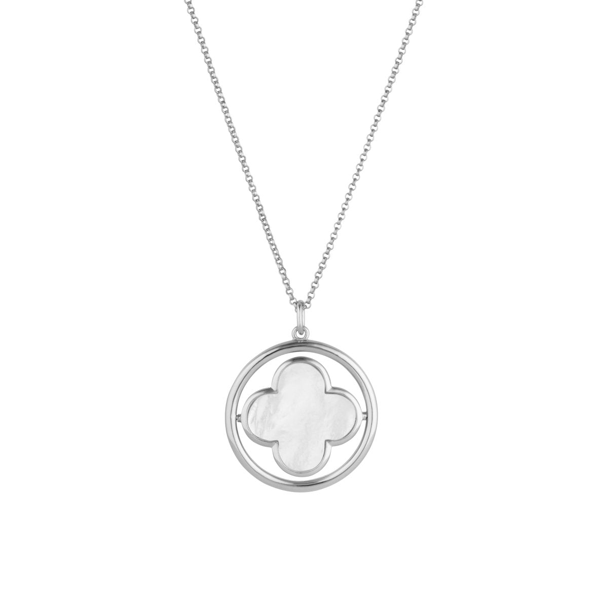 Clover Silver Large Swivel Necklace with Mother of Pearl - Lulu B Jewellery