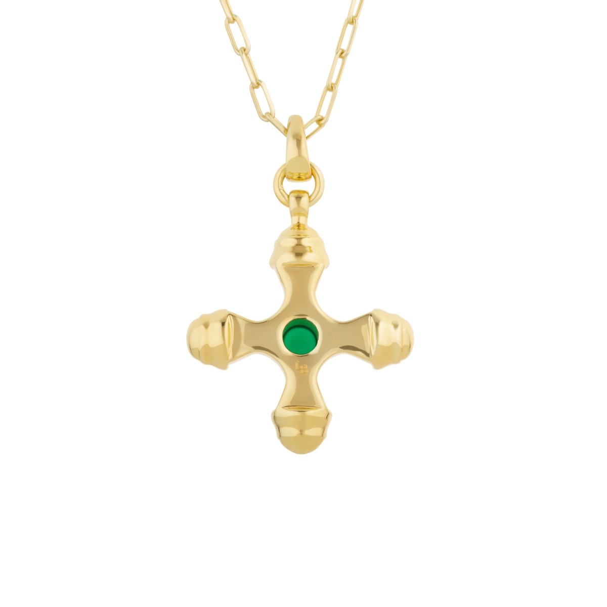 Cross Green Onyx Gold Long Necklace - Lulu B Jewellery