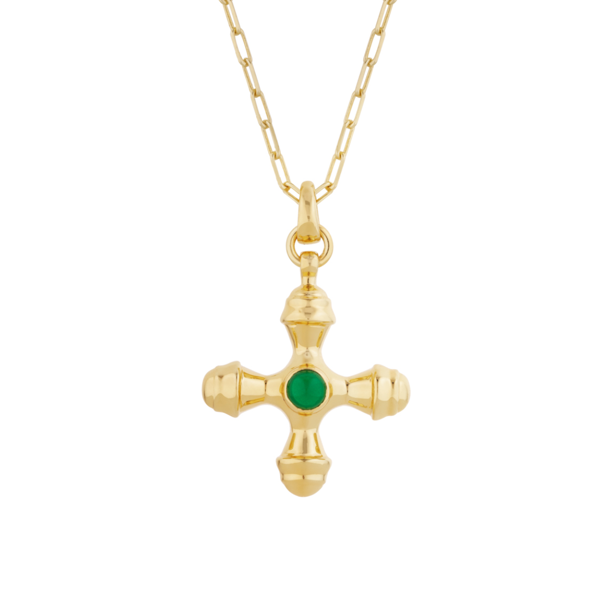 Cross Green Onyx Gold Long Necklace - Lulu B Jewellery