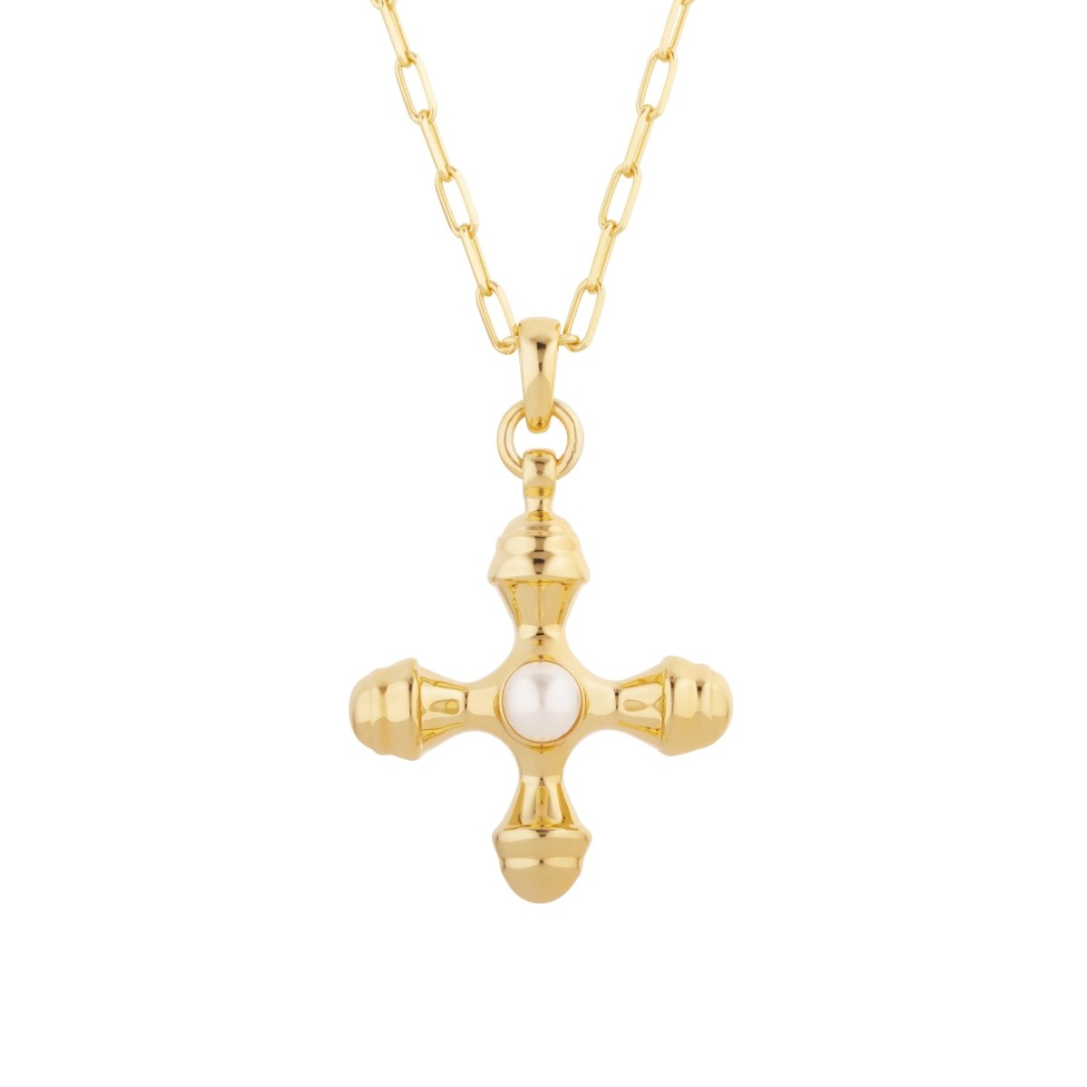 Cross Pearl Gold Long Necklace - Lulu B Jewellery