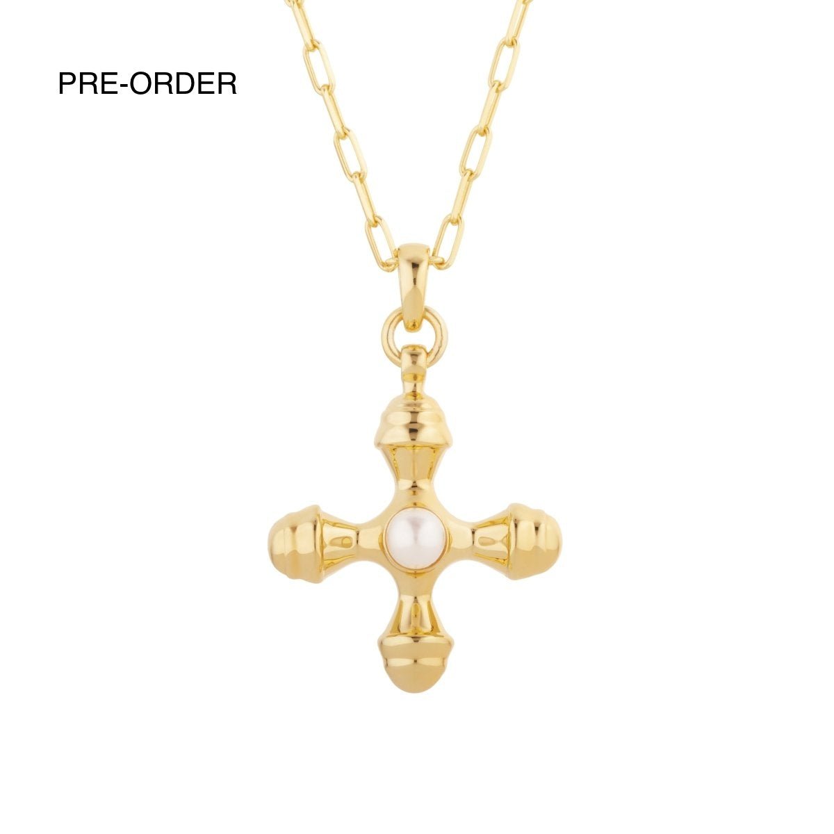 Cross Pearl Gold Necklace - Lulu B London - Timeless Jewellery
