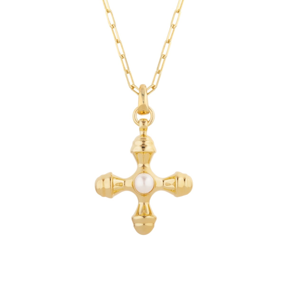 Cross Pearl Gold Necklace - Lulu B London - Timeless Jewellery