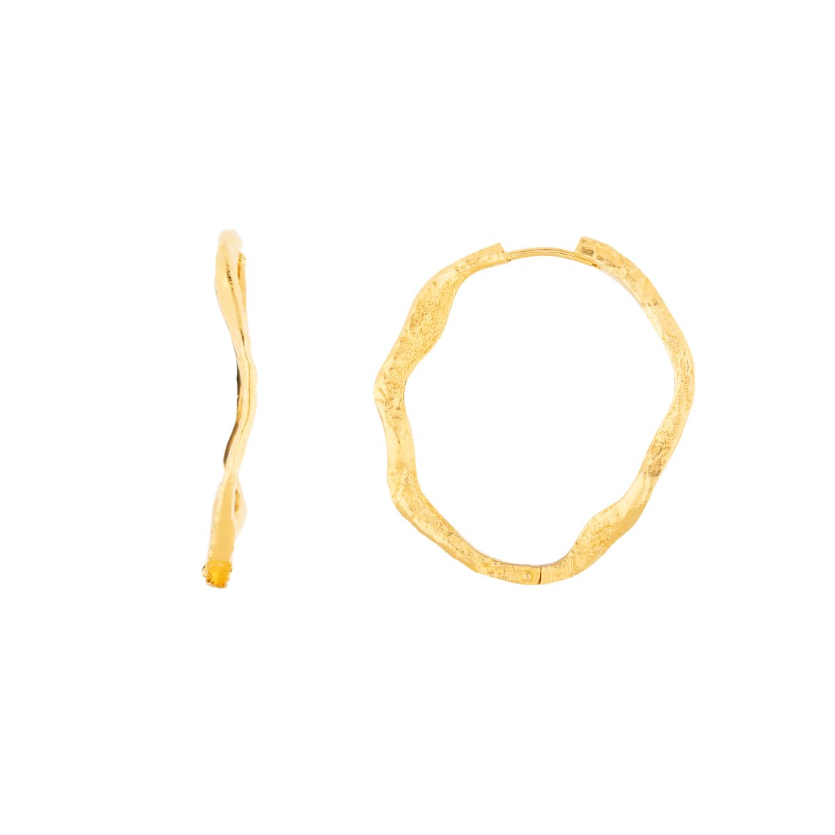 Crumpled Gold Hoop Earrings - Large - Lulu B London - Timeless Jewellery