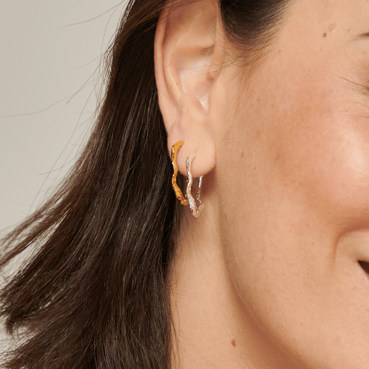 Crumpled Gold Hoop Earrings - Small - Lulu B London - Timeless Jewellery