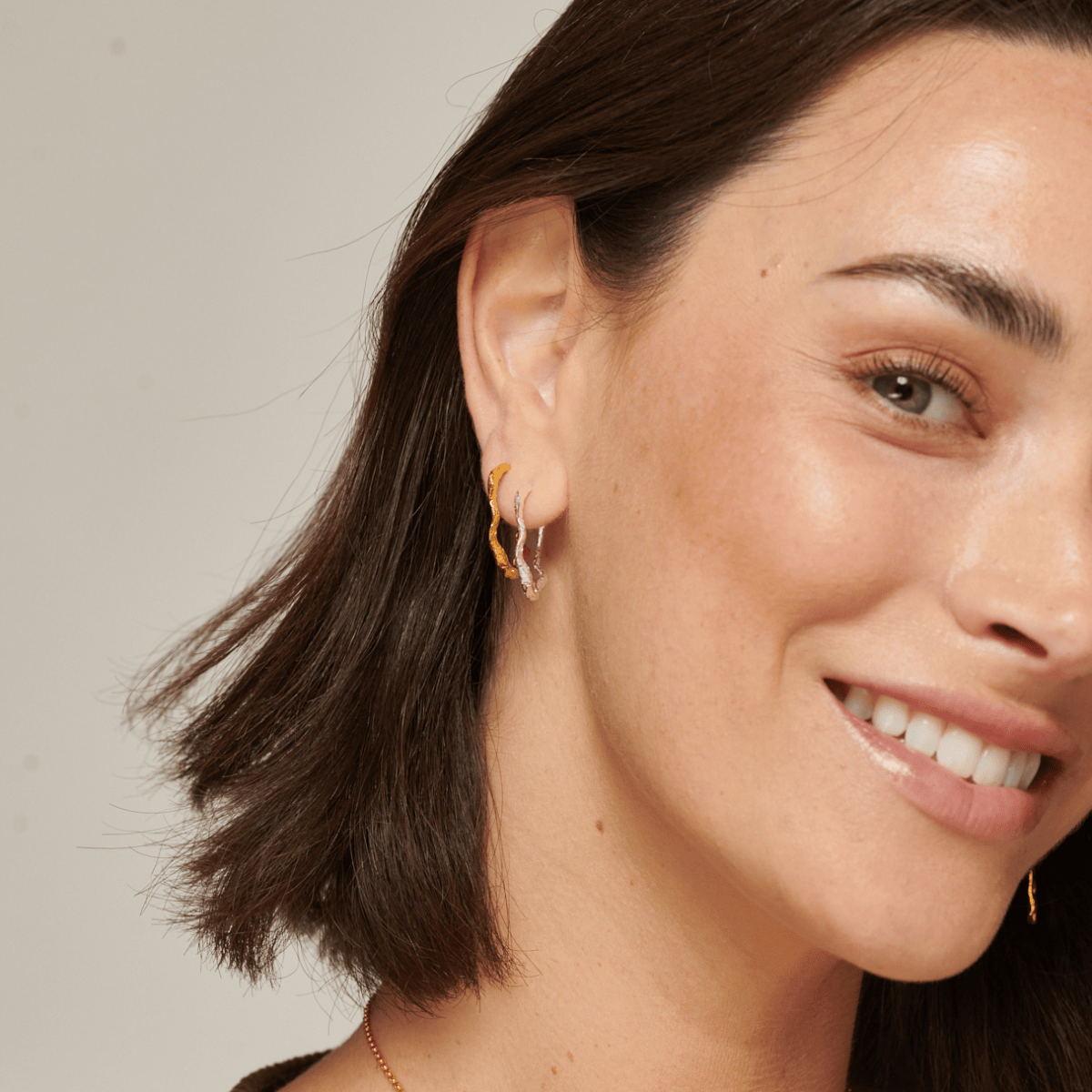 Crumpled Gold Hoop Earrings - Small - Lulu B London - Timeless Jewellery