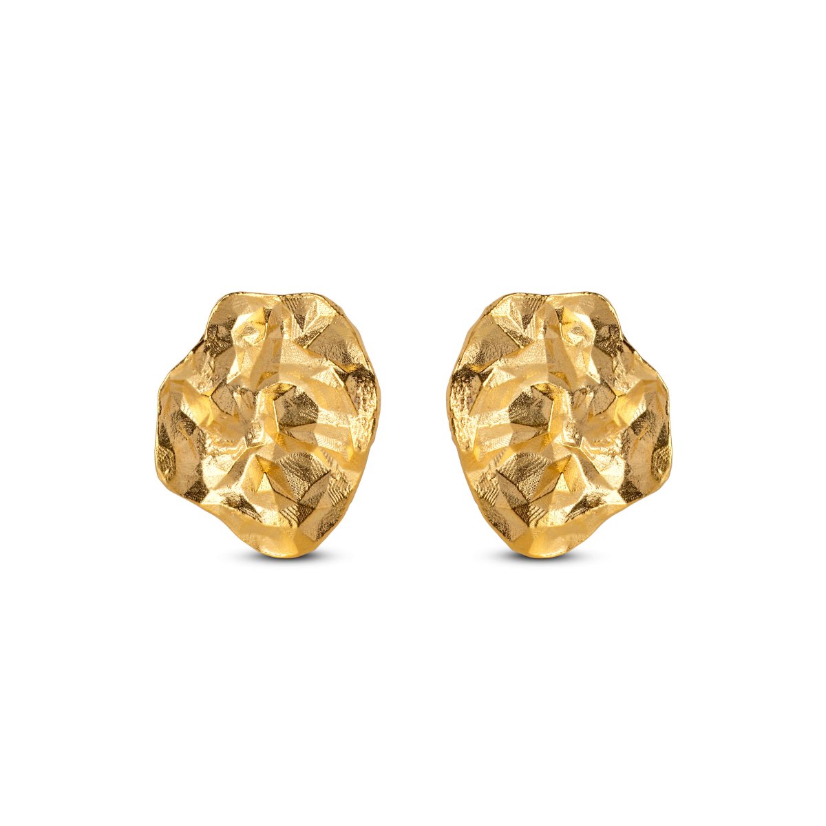 Crumpled Gold Stud Earrings - Eloise - Lulu B Jewellery