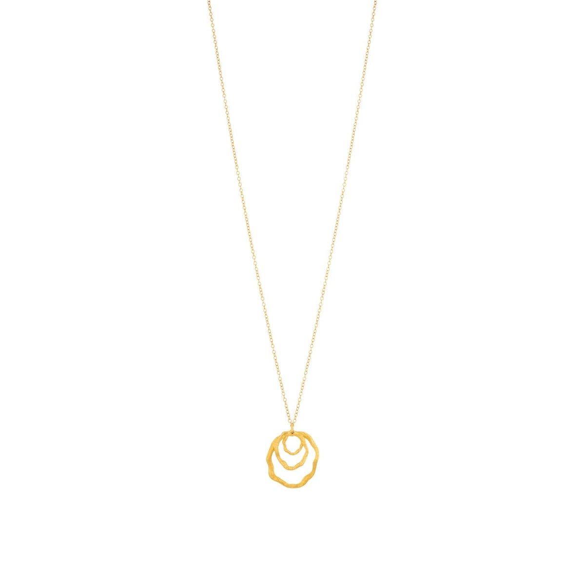 Crumpled Gold Triple Circle Long Necklace - Lulu B Jewellery