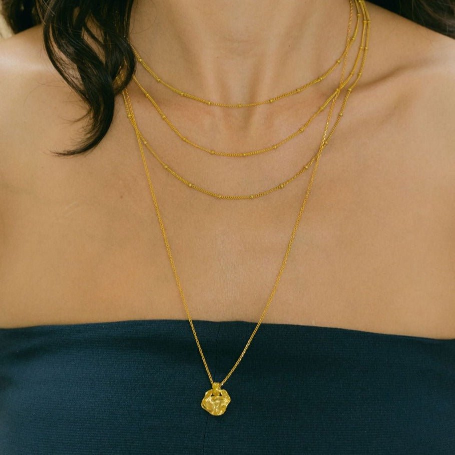 Crumpled Long Gold Necklace - Eloise - Lulu B Jewellery