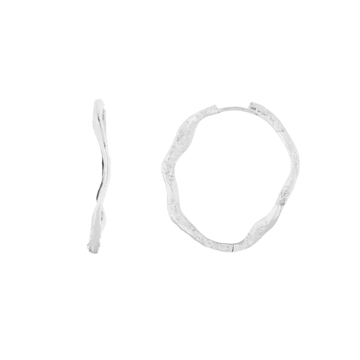 Crumpled Silver Hoop Earrings - Large - Lulu B London - Timeless Jewellery