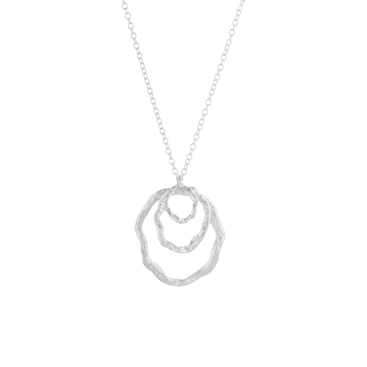 Crumpled Silver Triple Circle Long Necklace - Lulu B Jewellery