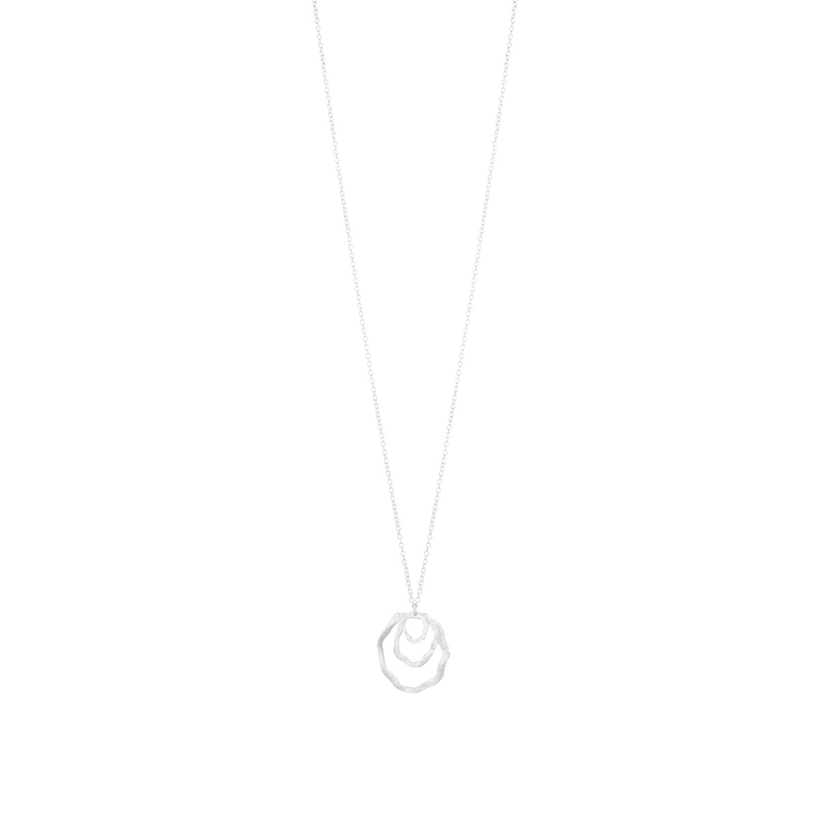 Crumpled Silver Triple Circle Long Necklace - Lulu B Jewellery