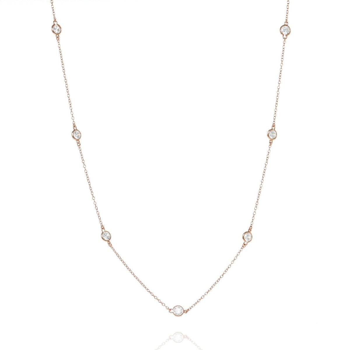 Cubic Zirconia 16 - 18" Rose Gold Necklace - Brompton - Lulu B Jewellery