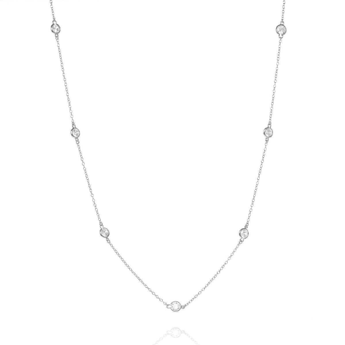 Cubic Zirconia 16 - 18" Silver Necklace - Brompton - Lulu B Jewellery