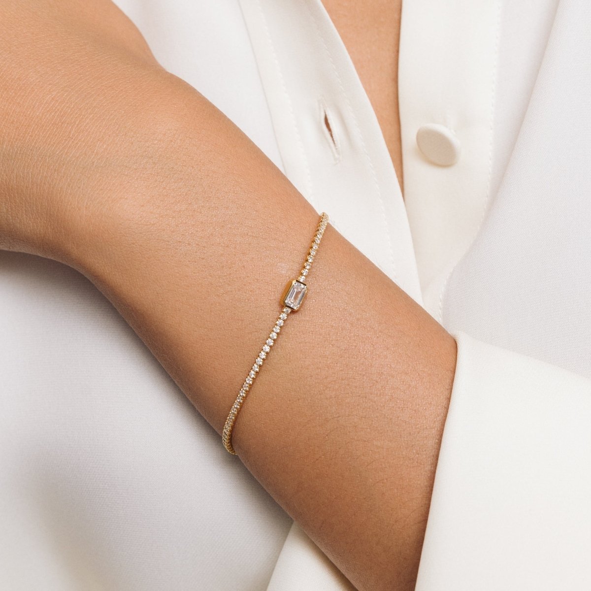 Cubic Zirconia Baguette Gold Bracelet - Lulu B London - Timeless Jewellery