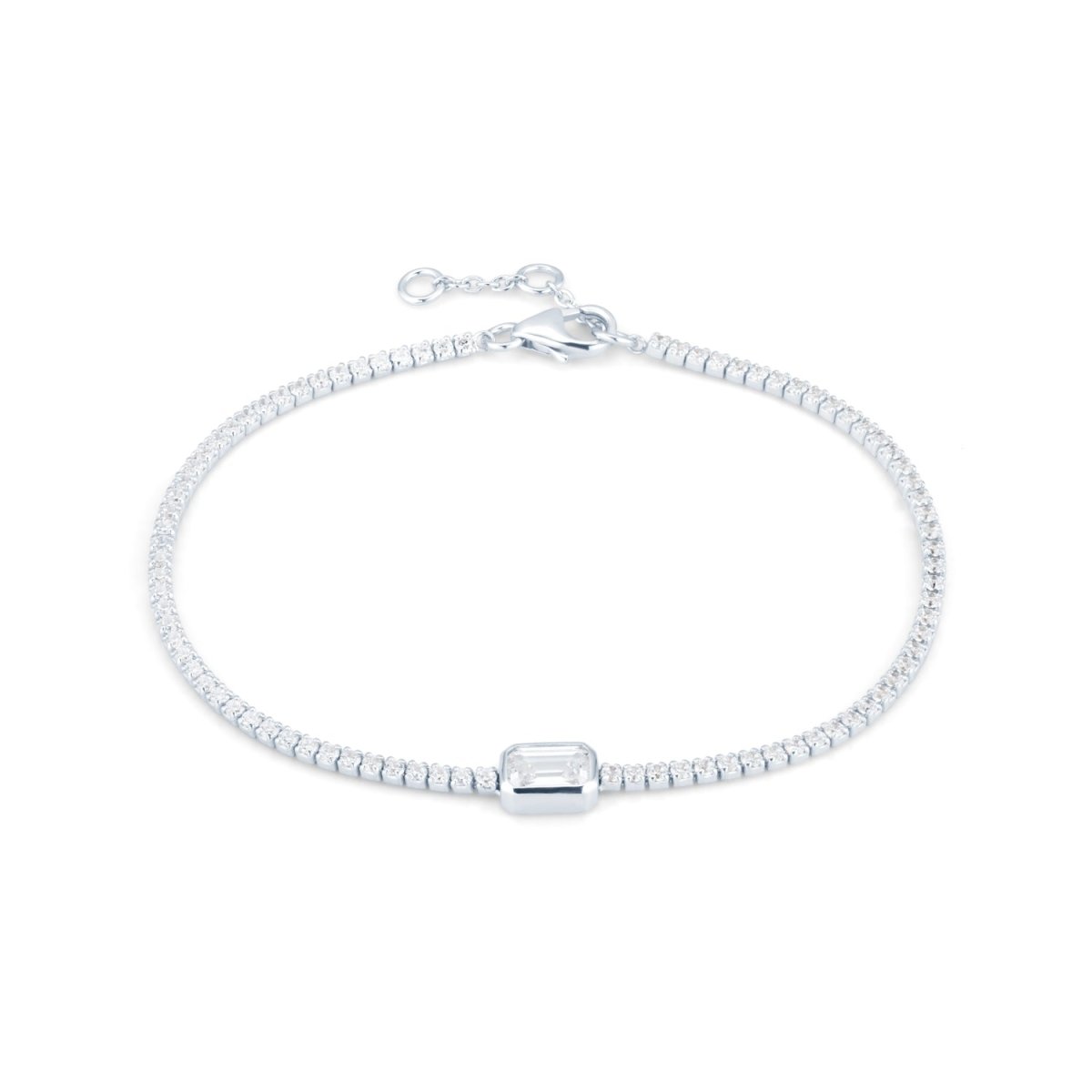Cubic Zirconia Baguette Silver Bracelet - Lulu B London - Timeless Jewellery