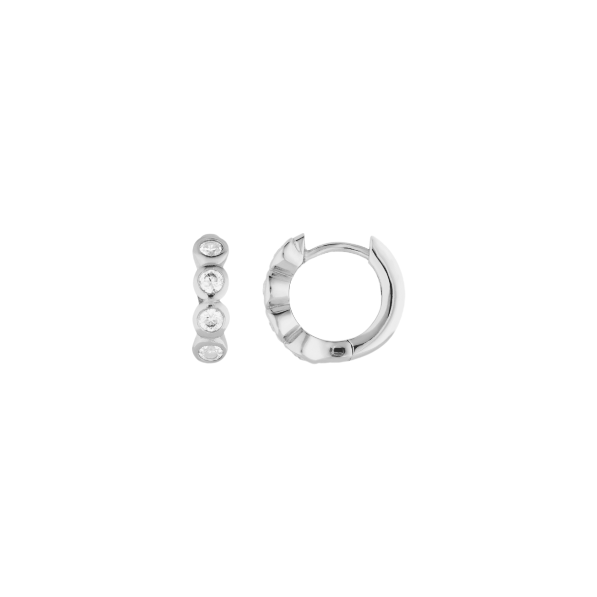 Cubic Zirconia Huggie Hoop Classic Silver Earring - Lulu B London - Timeless Jewellery