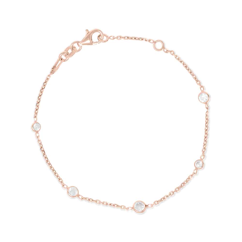 Cubic Zirconia Rose Gold Bracelet - Brompton - Lulu B Jewellery