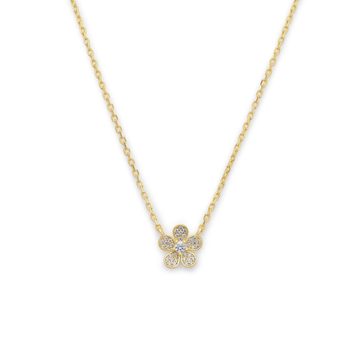 Daisy Gold Necklace with Cubic Zirconia - Lulu B Jewellery