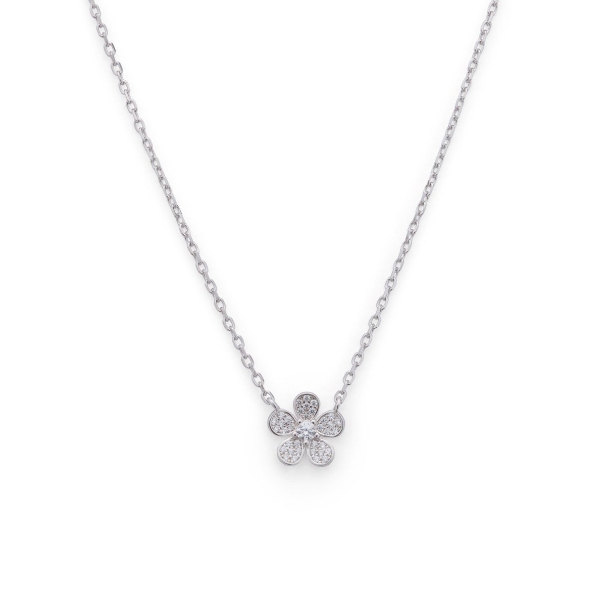 Daisy Silver Necklace with Cubic Zirconia - Lulu B Jewellery