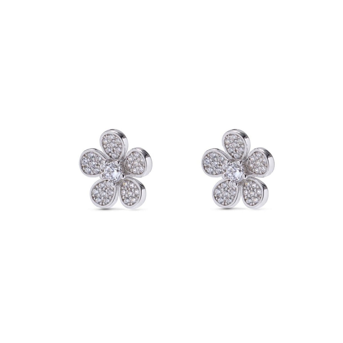 Daisy Silver Stud Earrings with Cubic Zirconia - Lulu B Jewellery