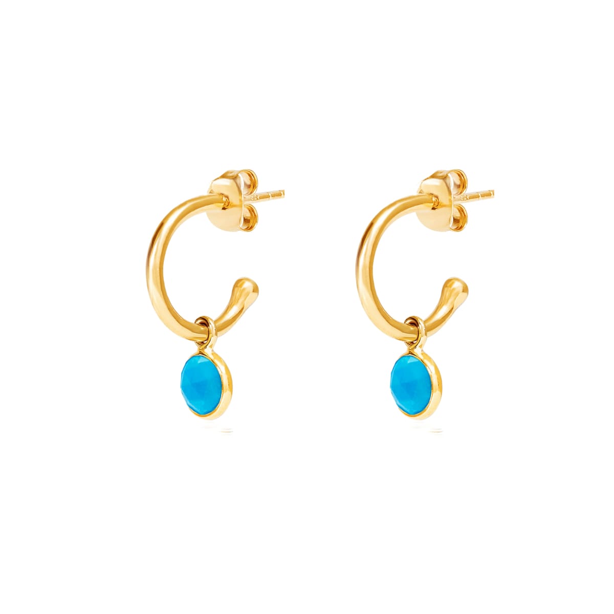 December Birthstone Gold Hoop Earrings - Turquoise (Charm sold with hoops or individually) - Lulu B Jewellery