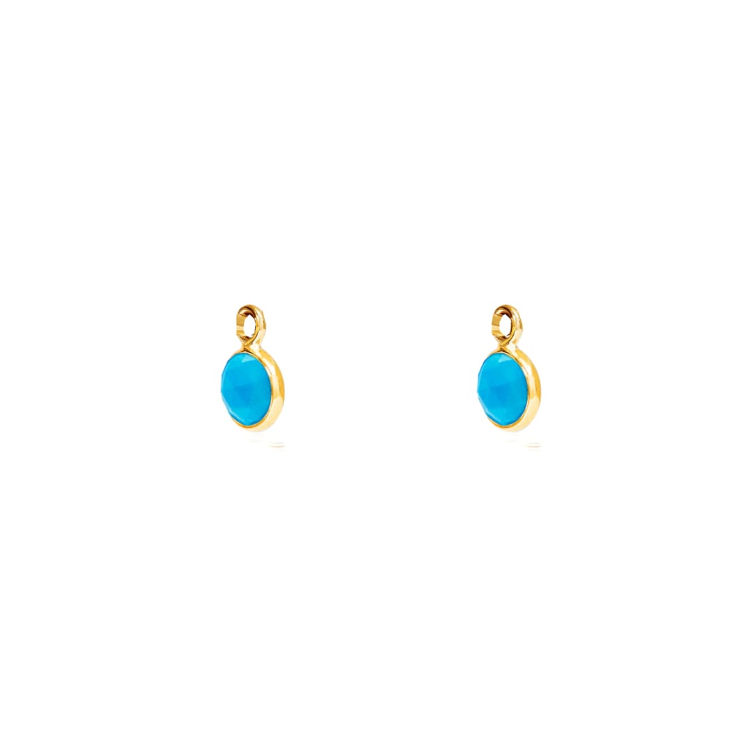 December Birthstone Gold Hoop Earrings - Turquoise (Charm sold with hoops or individually) - Lulu B Jewellery