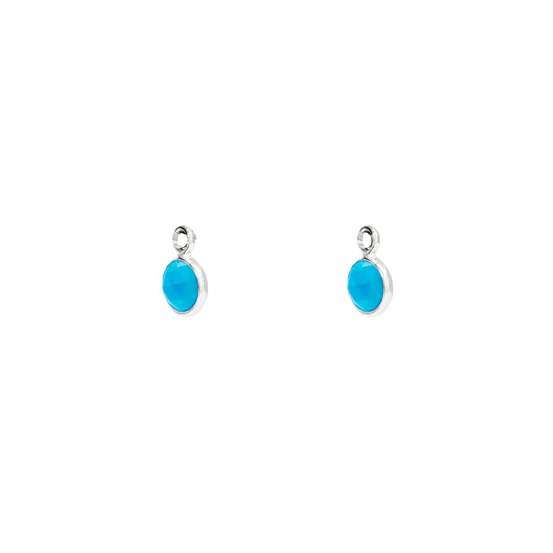 December Birthstone Silver Hoop Earrings - Turquoise (Charm sold with hoops or individually) - Lulu B Jewellery