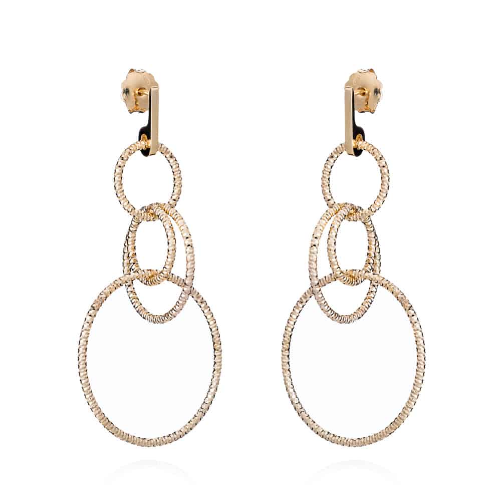 Diamond Cut Gold Stud Drop Earrings - Liz - Lulu B Jewellery