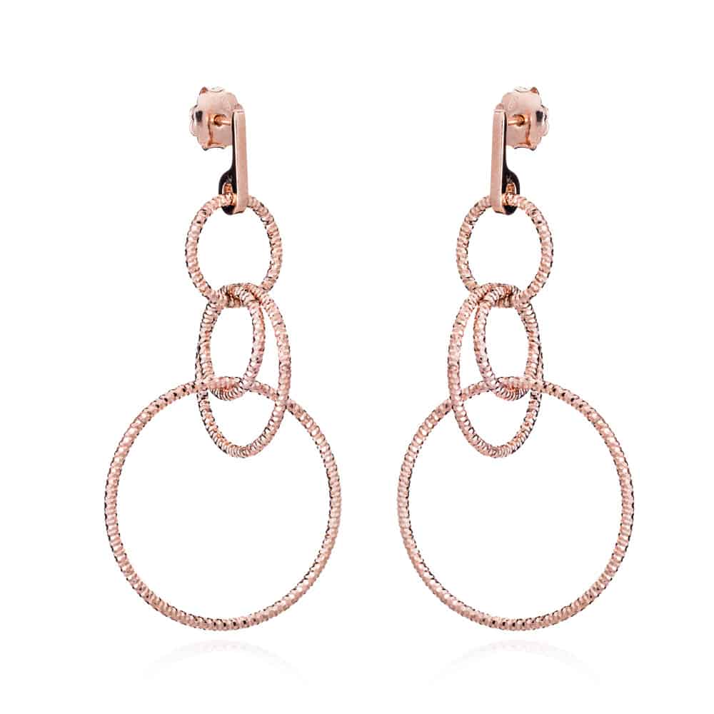 Diamond Cut Rose Gold Stud Drop Earrings - Liz - Lulu B Jewellery