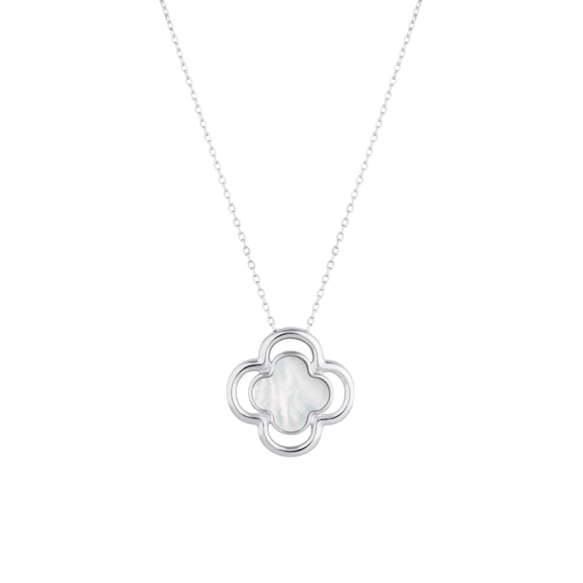 Double Clover Silver Necklace with Mother of Pearl - Lulu B Jewellery